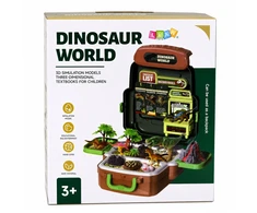 Lean Toys Rinkinys Dinosaurs In Backpack Suitcase Figures Kortos Educational Priedai 30 pcs.