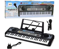 Lean Toys Elektroninis sintezatorius su mikrofonu ir muzikos stovu, 61 klavišas