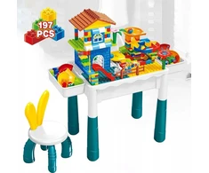 Lean Toys LeanToys Konstrukciniai kaladėlės 197 elementai + stalelis ir kėdutė