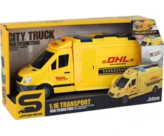 Lean Toys Geltonas pristatymo automobilis 1:16 su šviesomis ir garsais