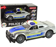 Lean Toys Sidabrinė policijos mašina su šviesomis ir garsais 1:14