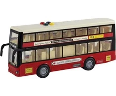 Žaislinis dviaukštis miesto autobusas Lean Toys, raudonas, 26x11x6 cm