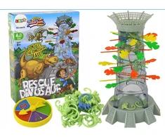 Lean Toys Stalo žaidimas vaikams „Krentantys dinozaurai“ su bokštu