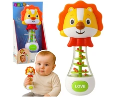 Lean Toys Žaisliukas barškutis liūtas su spalvotais kamuoliukais 17 cm