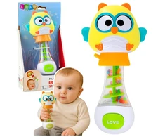 Lean Toys Barškutis vaikams pelėda su spalvotais rutuliukais 17 cm