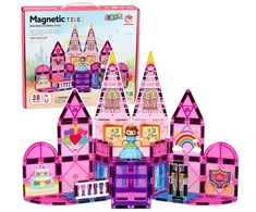 Lean Toys Magnetinės kaladėlės rožinės 38 vnt.