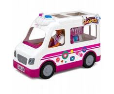 Lean Toys Lėlė su greitosios pagalbos automobiliu balta ir rožinė