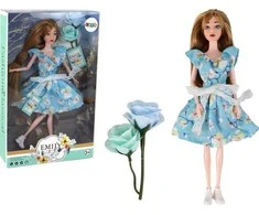 Lean Toys Lėlė Emily (30 cm) su žaliomis akimis ir mėlyna suknele