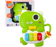 Lean Toys Žalias Dinozauras Mini Pianinas su Šviesos ir Garso Efektais