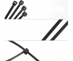 Lean Juodos nailoninės užspaudžiamos juostos, 100 vnt., 3,6x200 mm