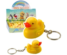 Lean Toys Raktų pakabukas anties formos su LED šviesa ir garsu, 4.5x3.5 cm