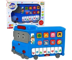 Lean Toys Mokomasis pianinas vaikams, mėlynas autobusas
