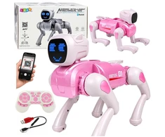 Lean Toys Robotas šuo, programuojamas, su Bluetooth, rožinis, 31 × 16,5 × 23,5 cm