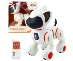 Lean Toys Interaktyvus robotas-šuo su nuotoliniu valdymu, baltas ir oranžinis