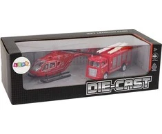 Ugniagesių transporto priemonių rinkinys Lean Toys, raudonas