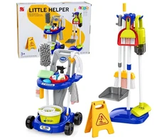 Lean Toys Rinkinys Do Sprzątania Dla Dzieci Vežimėlis Dulkių siurblys Mop Priedai 29 el.