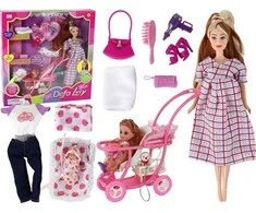 Lean Toys Lėlė Lucy su nėščiosios pilvuku ir priedais