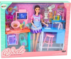 Lean Toys Lėlių veterinarijos priežiūros rinkinys su biuro baldais ir gyvūnais