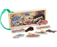 Lean Toys Medinių Magnetų Rinkinys su Transporto Priemonėmis, 20 vnt.