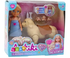 Lean Toys Lėlė su šunimi ir šuniukais, 13 cm