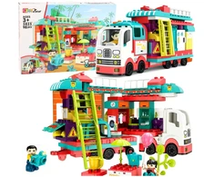 „Lean Toys“ sulankstomi namelio ant ratų konstruktoriai, kaladėlės, figūrėlės, šviesos, garsai, 98 vnt.