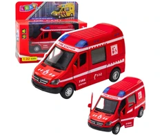 Lean Toys Gaisrinės automobilis su traukimo mechanizmu, šviesomis ir garsu 1:32 mastelio