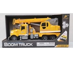 Lean Toys Geltonas sunkvežimis su kranu