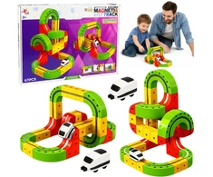 Lean Toys Magnetinė trasa su elektriniu traukiniu 67 vnt.