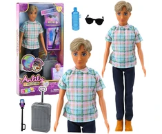 Lean Toys Lėlė berniukas su lagaminu ir priedais