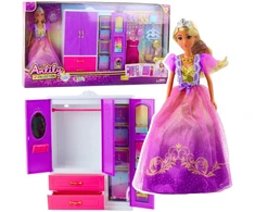 Lean Toys Lėlė Anlily su Spinta ir Priedais, 24 vnt.
