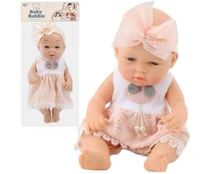Lean Toys Lėlė kūdikis rožine suknele ir lankeliu 30 cm