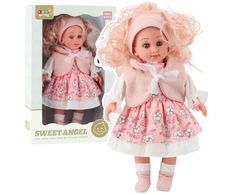 Lean Toys Lėlė Sweet Angel 36 cm su Rožine Suknele