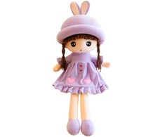 Lean Toys Plušinė lėlė violetine suknele su kiškio ausimis, 45 cm