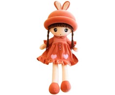 Lean Toys Plušinis lėlytė raudona suknele su kiškio ausimis 45 cm