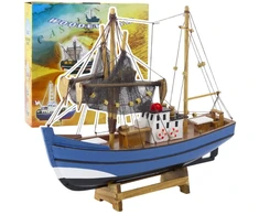 Model Medinis dekoratyvinis žvejybinis laivas su stovu 30x26.5 cm