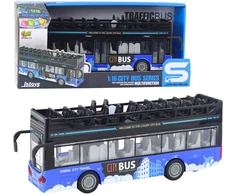 Lean Toys Dviaukštis miesto autobusas 1:16 su šviesomis ir garsais, mėlynas