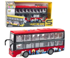 Lean Toys Dviaukštis miesto autobusas 1:16 su šviesomis ir garsais
