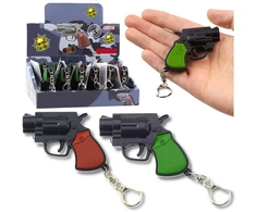 Lean Toys Raktų pakabukas mini pistoletas su LED ir lazeriu 6.5 cm