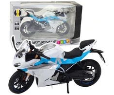 Lean Toys SPORTINIS MOTOCIKLAS IŠ METALO – BALTAI MĖLYNAS 1:12