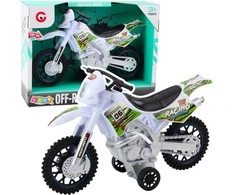 Lean Toys Žaislinis motokrosinis motociklas su šviesos ir garso efektais, baltas