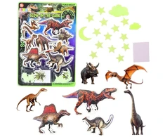 Lean Toys Fluorescenciniai lipdukai su dinozaurais ir žvaigždėmis