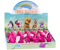 Lean Toys Flamingo formos LED raktų pakabukas su garsu