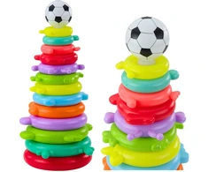 Lean Toys Piramidė dėlionė su kamuoliuku ir lipdukais 42.5x18 cm