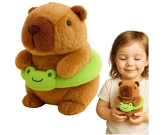 Lean Toys Pliušinis kapibara 20 cm su gelbėjimosi ratu varle