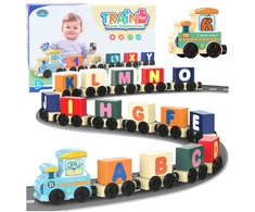 Lean Toys Edukacinis traukinys su raidėmis ir skaičiais, 16 vnt.