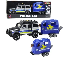 Lean Toys Policijos visureigis su priekaba ir arklio figūrėle, šviesos ir garsai