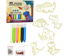 Lean Toys Stiklo imitacijos dinozaurų raktų pakabukų rinkinys 6 vnt.
