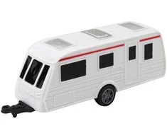 Lean Toys Metalinis oranžinis automobilis su kemperiu