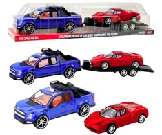 Lean Toys Automobilių žaislų rinkinys su vilkiku ir sportiniu automobiliu