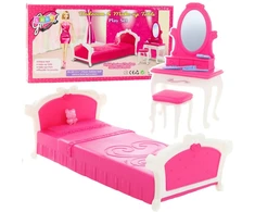 Lean Toys Lėlės miegamojo komplektas su tualetiniu staliuku 29 cm